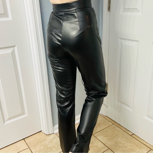 Matériel Pants Faux Leather Lace Up Slouchy Sexy Black High Rise 6 Small - Picture 3 of 9